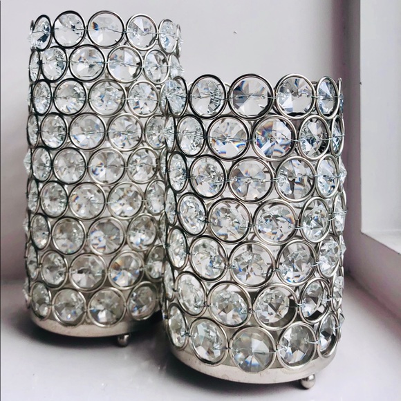 Set of 2 Crystal Candle Holders - Picture 1 of 2